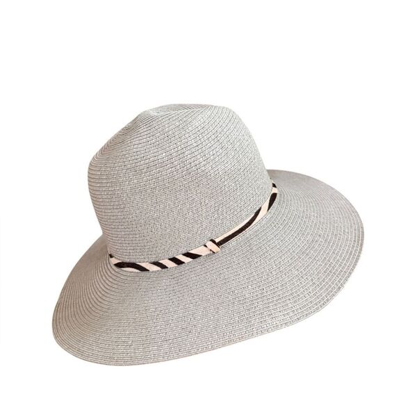 Anthropologie Hat Attack Rancher Fedora Straw Hat Gray One Size - Picture 1 of 5